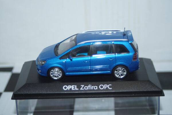 Minichamps (dealer box) opel zafira opc in blue, 1:43 diecast