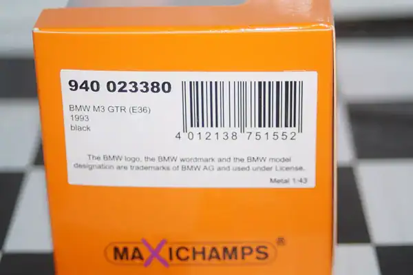 Maxichamps bmw m3 gtr (e36)1993 in black 1:43 940 023380