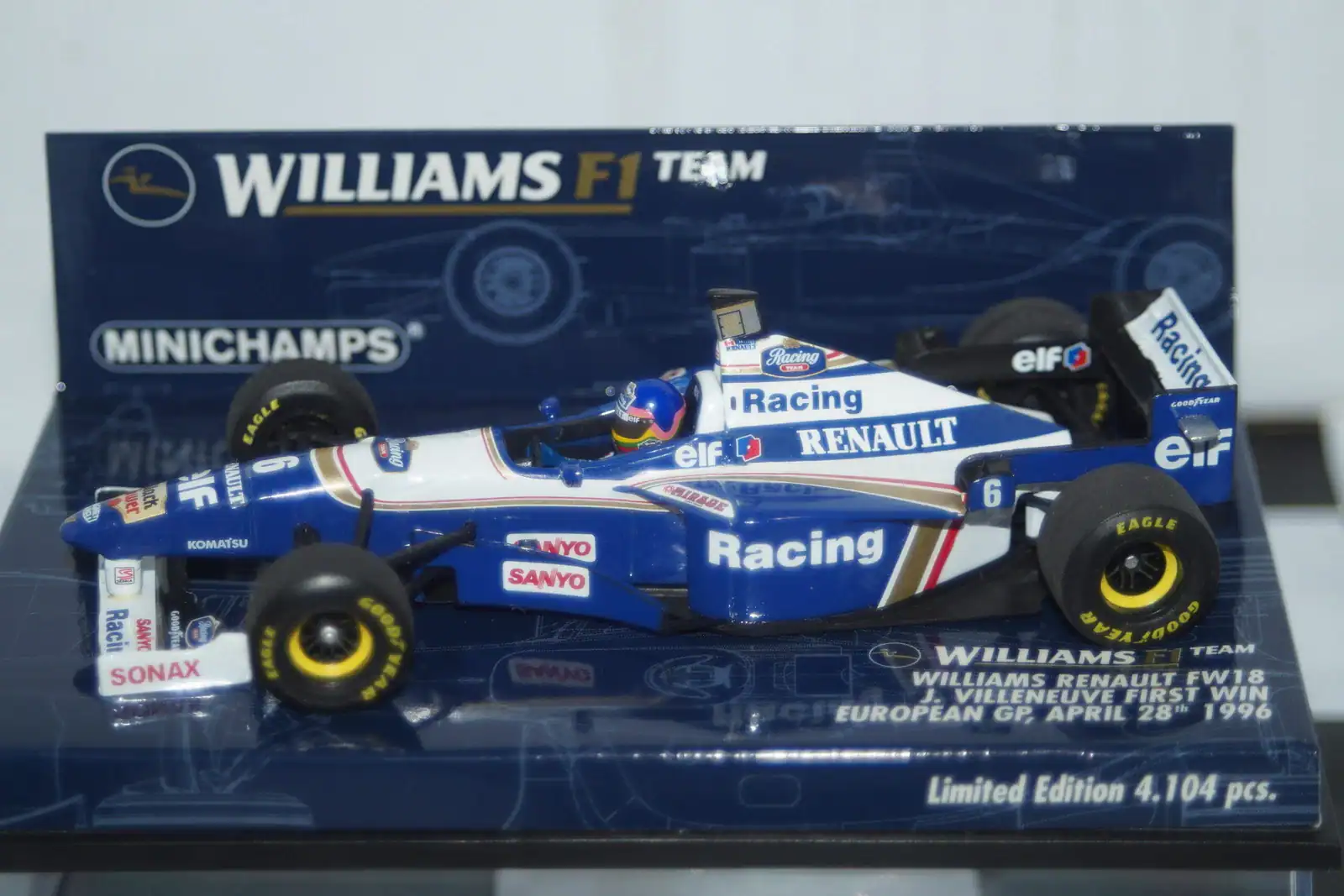 Minichamps williams renault fw18 j.villeneuve 1st win 400 960206 1:43