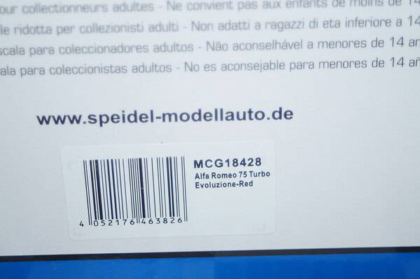 Model car group alfa romeo 75 evolutione 1987 red mcg18428 1:18