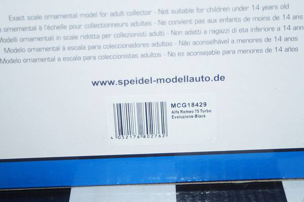 Model car group alfa romeo 75 evolutione 1987 black mcg18429 1:18