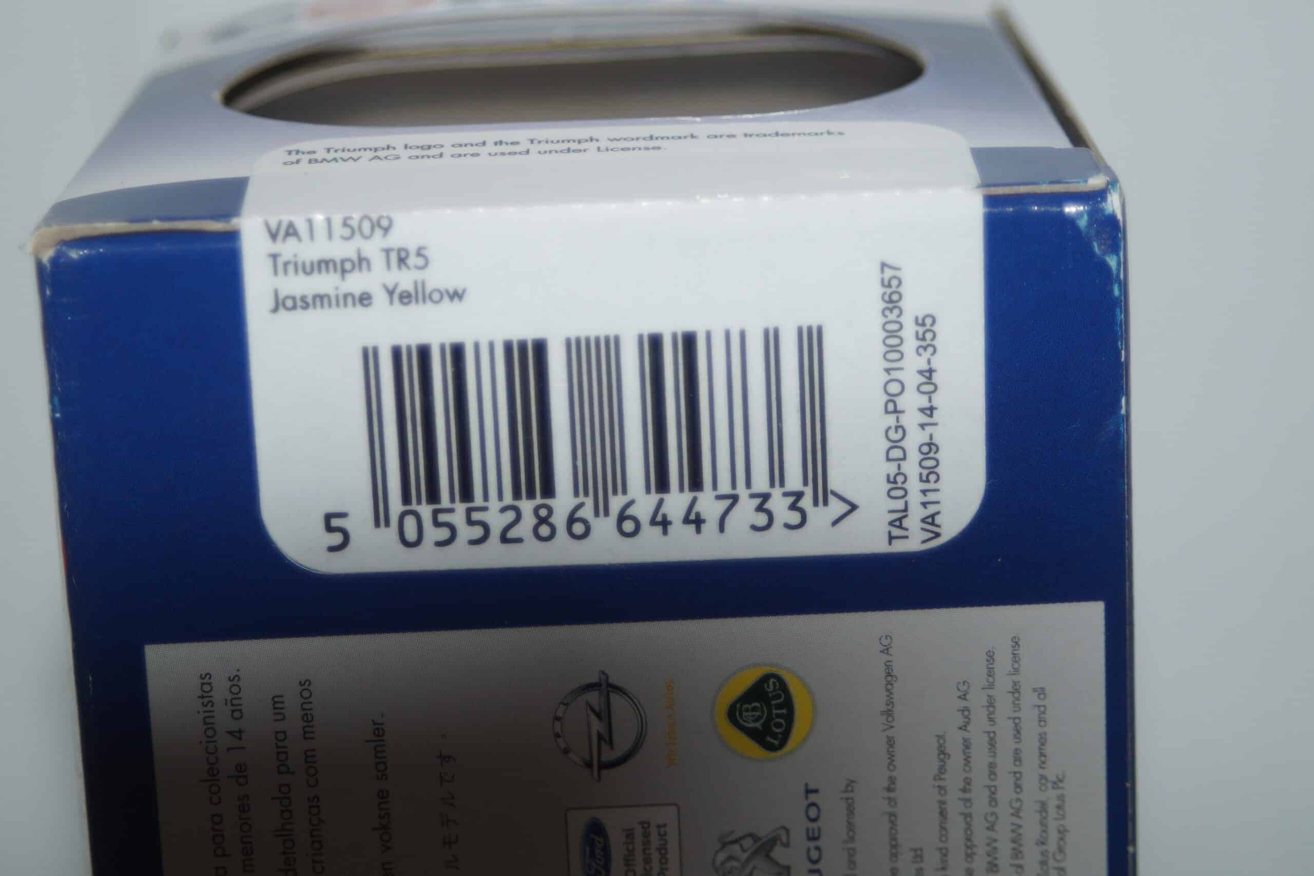 Vanguards triumph tr5 jasmine yellow va11509 1:43