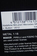 Minichamps mclaren mercedes mp4-27 j.button f1 2012 530 121803 1:18