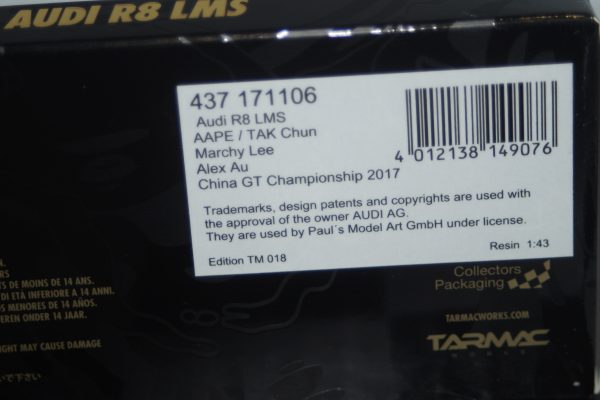 Minichamps audi r8 lms china gt championship 2017 1:43 437 171106