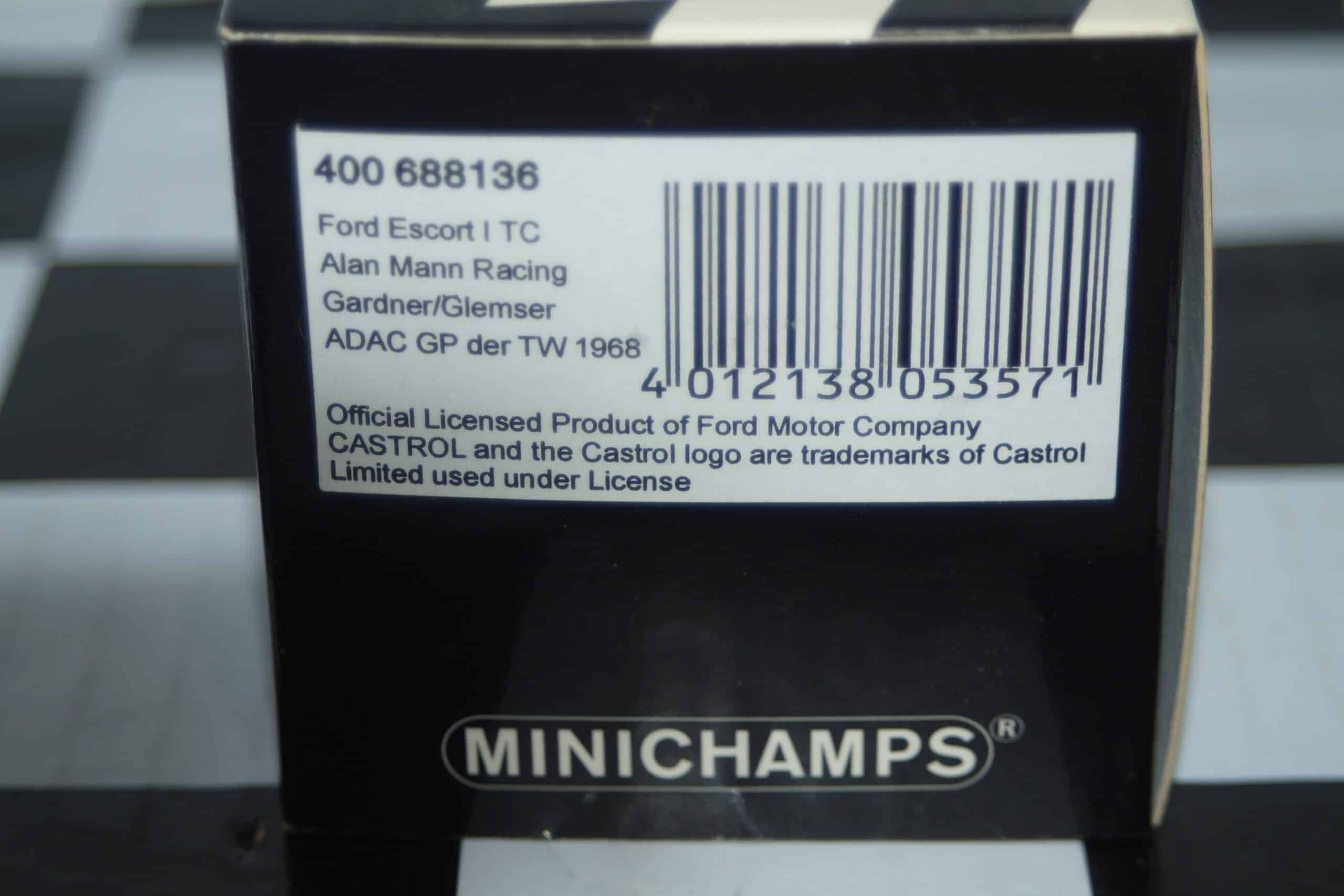 Minichamps ford escort mk1 tc #2 500km nurburgring 1968 mitter 400 688192 1:43
