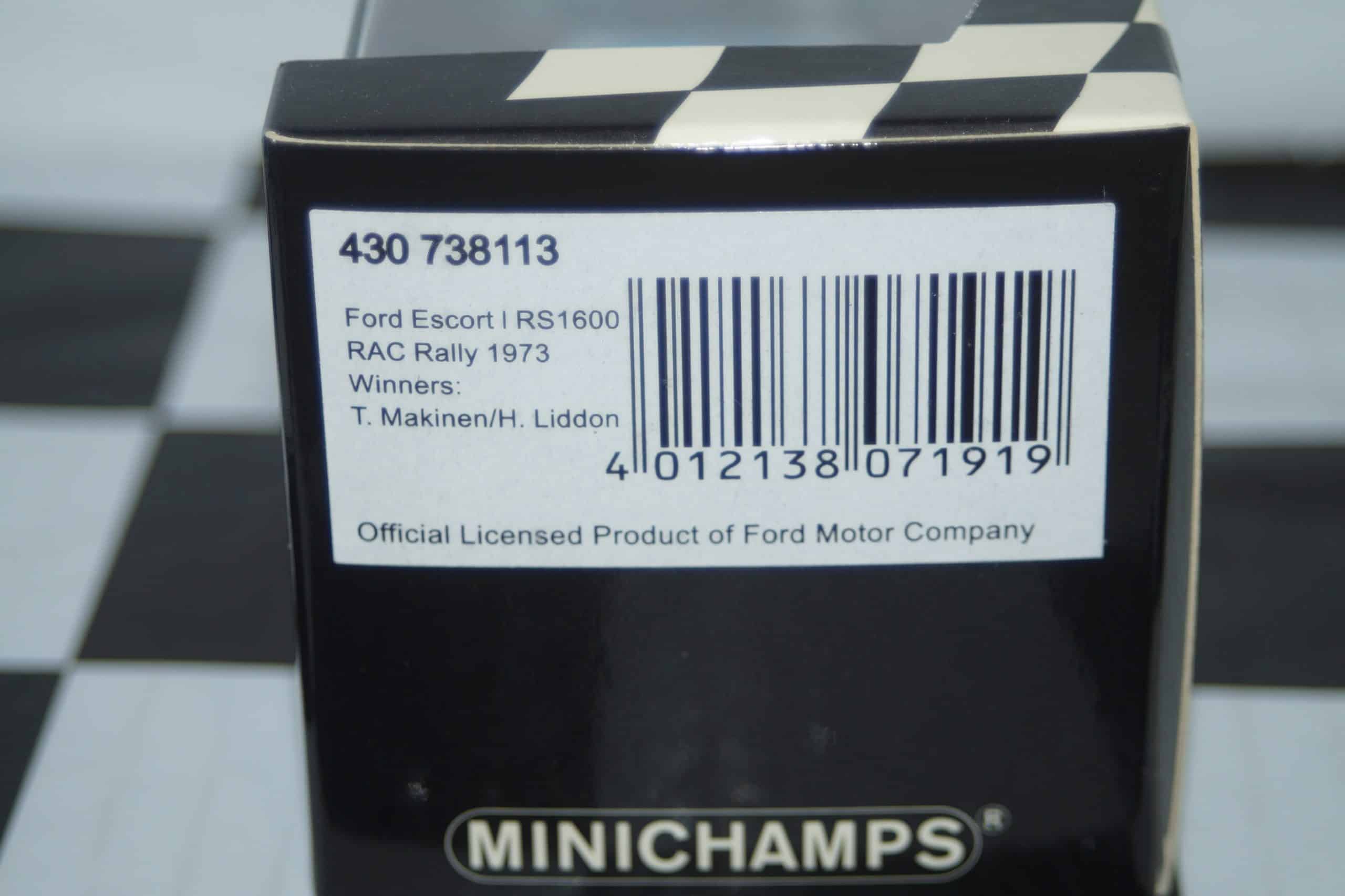 Minichamps ford escort mk1 rs 1600 #13 rac rally 1973 makinen 400 738113 1:43