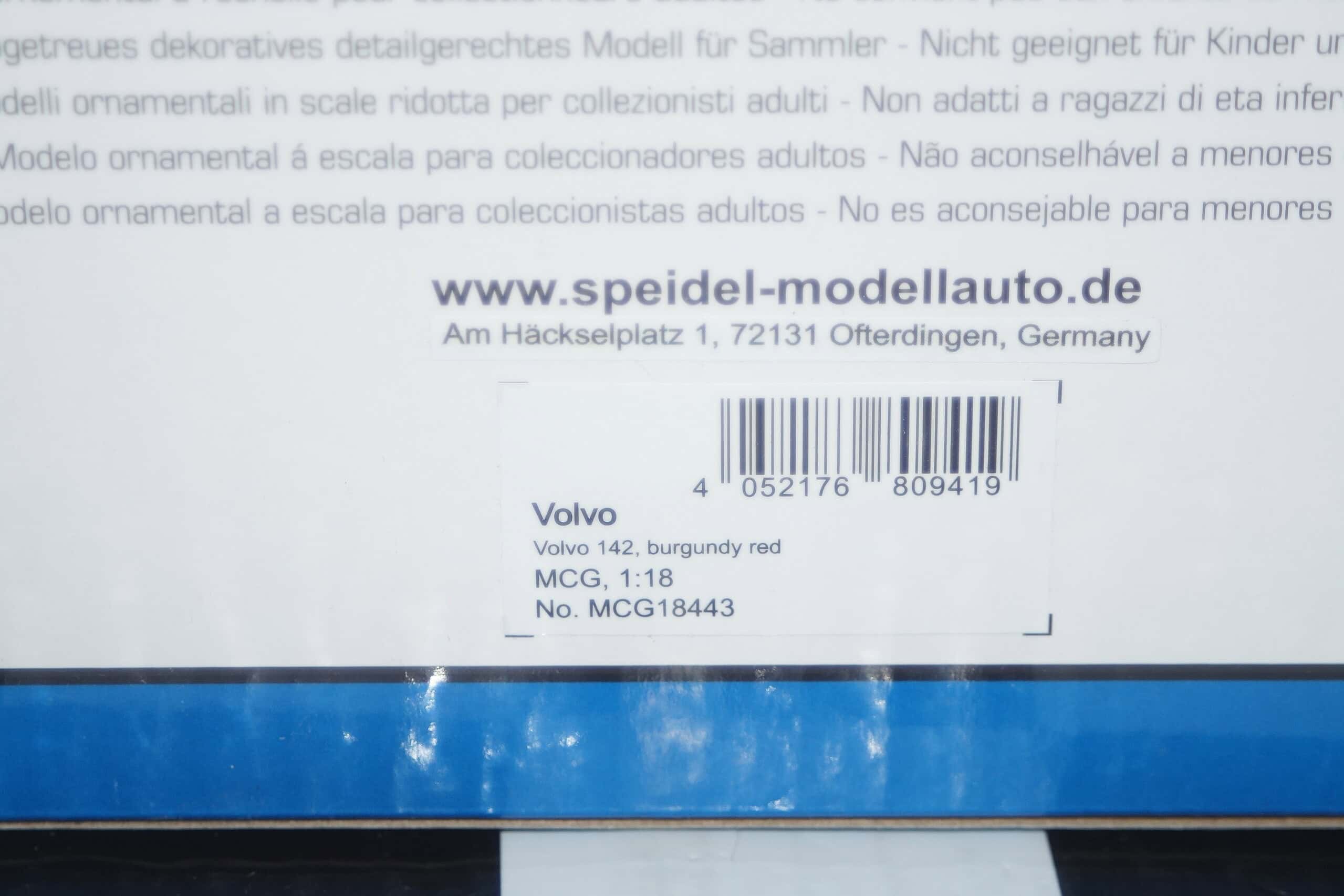 Modelcar group volvo 142 burgundy red 1:18 scale mcg18443