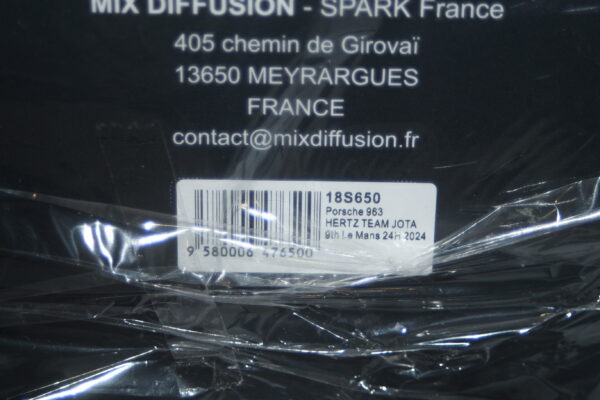 Spark porsche 963 no3 hertz team jota 9th le mans 24h #38 2024 ref 18s650 1:18