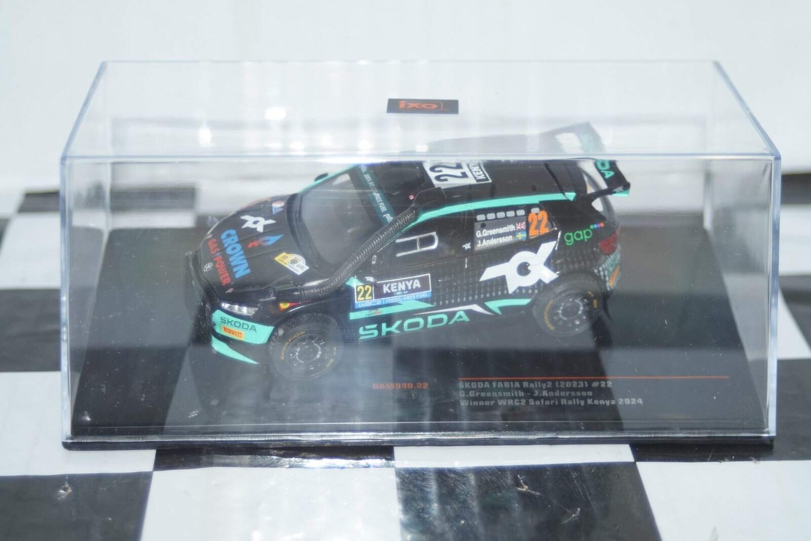 Ixo skoda fabia rally 2 winner rally kenya 2024 #22 greensmith 1:43 diecast ram940.22