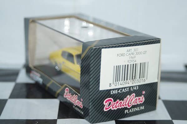 Detail cars ford capri 3000 gt 1969 in yellow 1:43 art301