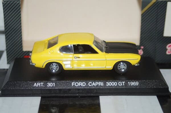 Detail cars ford capri 3000 gt 1969 in yellow 1:43 art301