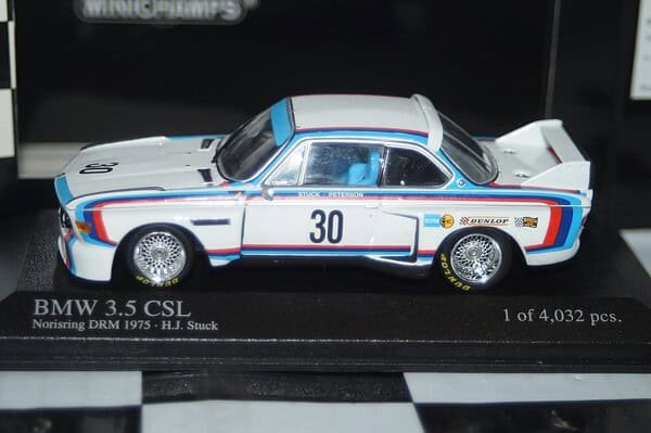 Minichamps bmw 3.5 csl norisring drm 1975 h.stuck 1:43 430 752930
