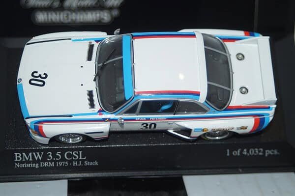 Minichamps bmw 3.5 csl norisring drm 1975 h.stuck 1:43 430 752930