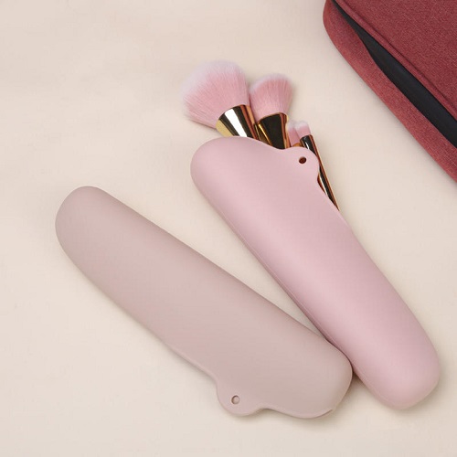 2pcs silicone makeup brush bag with brush
