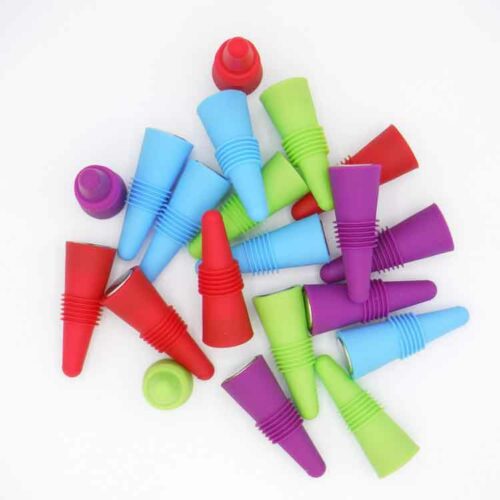 Multi Color Silicone Beverage Bottle Stoppers custom logo laser engraving