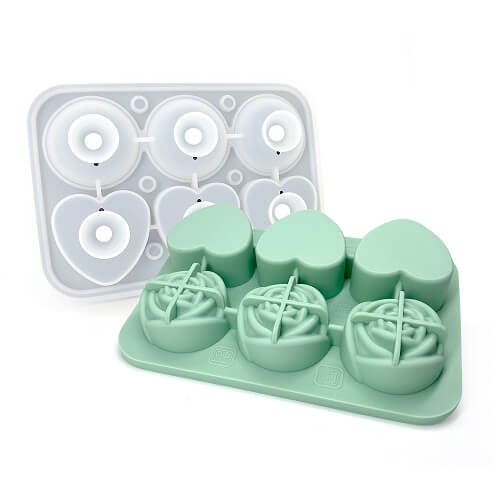 6 Grids Rose Heart Combination Ice Tray Mold