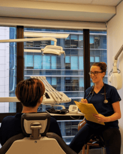 patient having a sleep dentistry consultation at Dentistry on George in Brisbane CBD