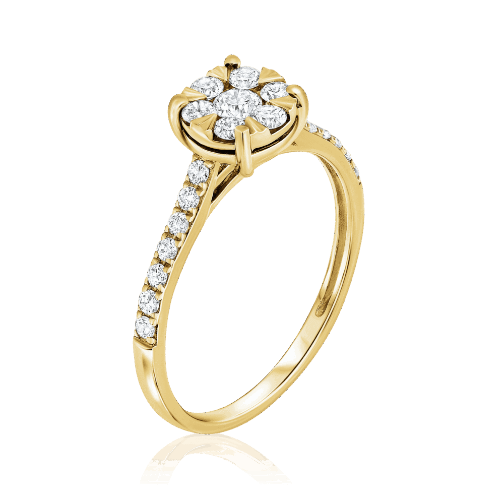 טבעת יהלומים זהב צהוב