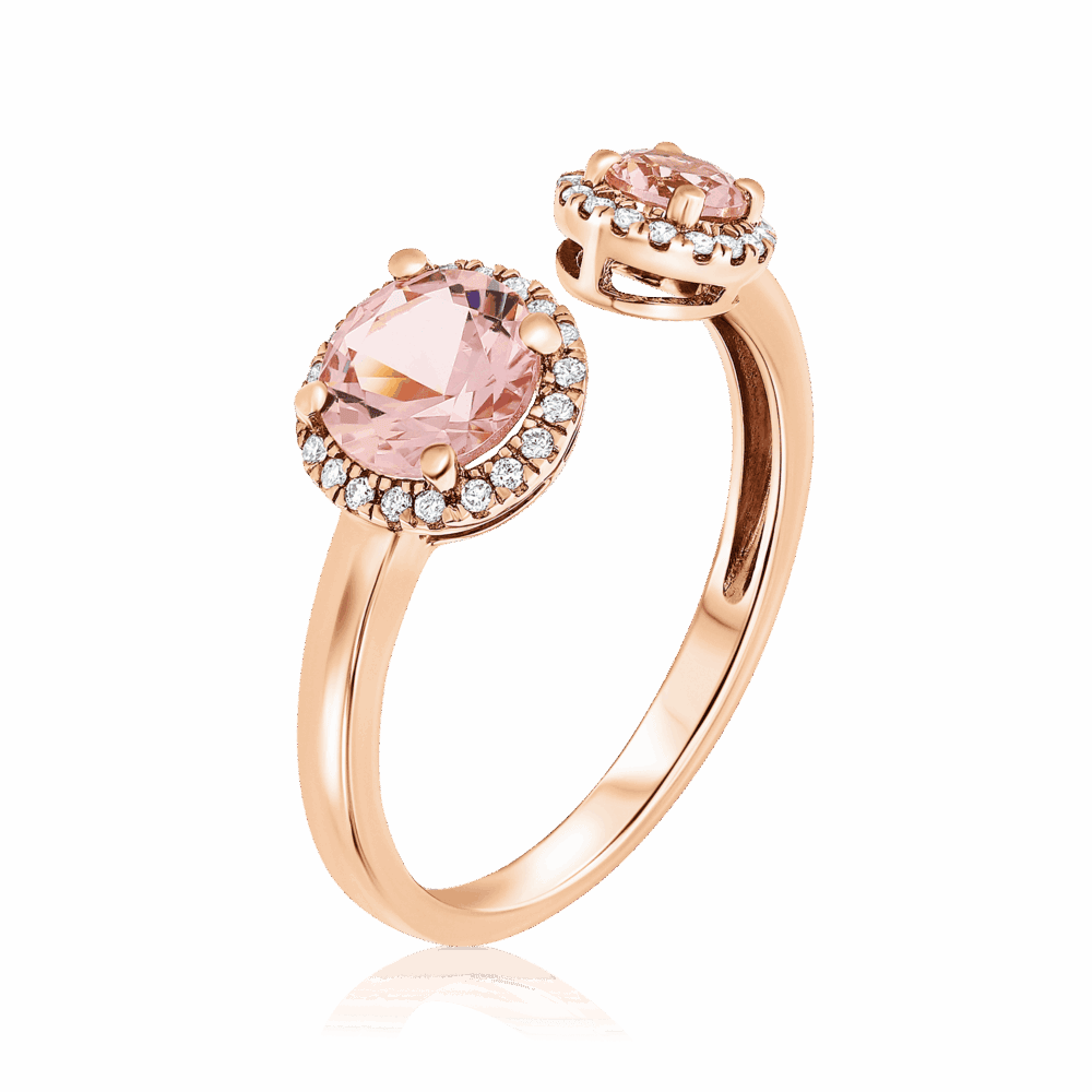 טבעת פתוחה מורגונייט ויהלומים