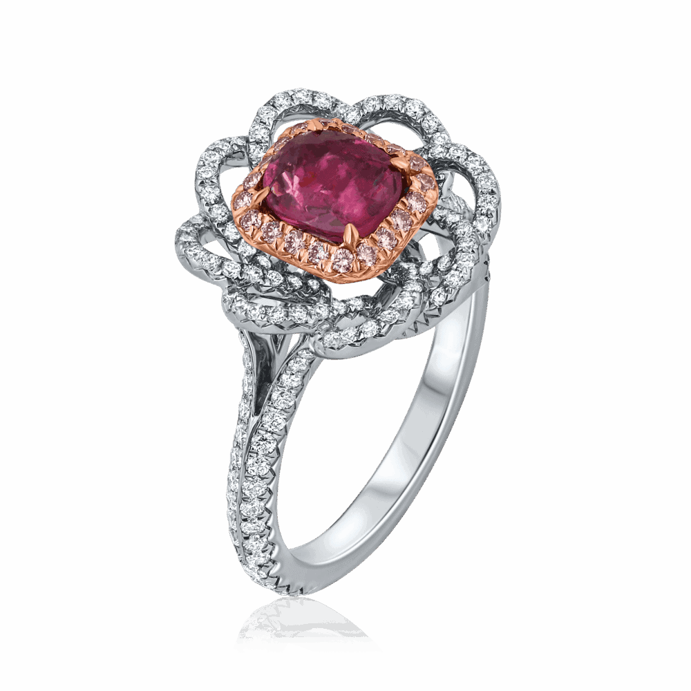 טבעת פרח יהלומים