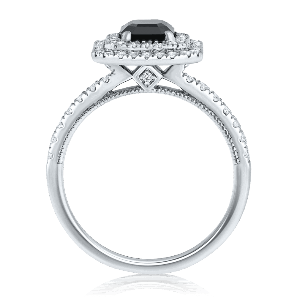 טבעת היילו יהלום שחור