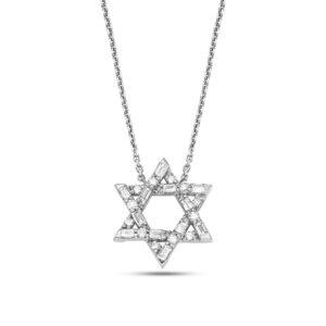 תליון מגן דוד זהב לבן