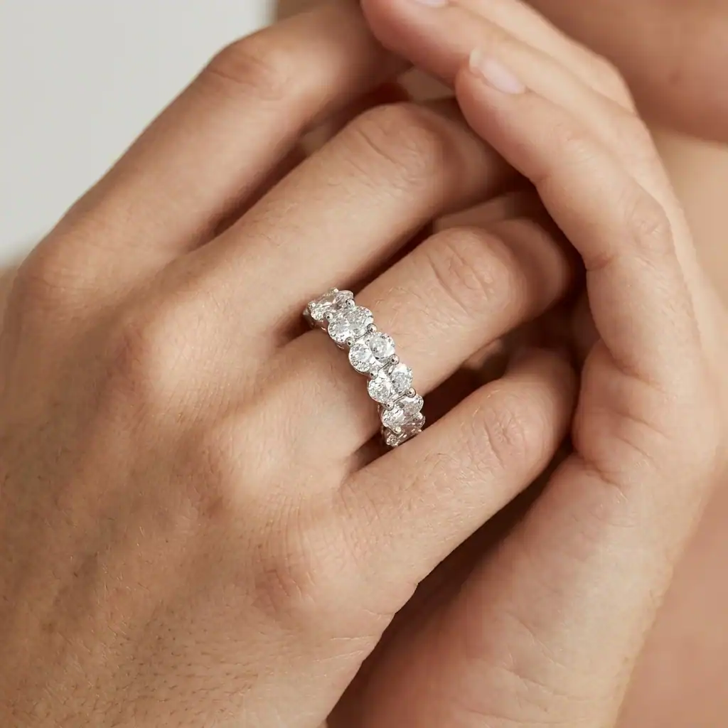 ⁦טבעת שתי שורות יהלומי אובלים - Dolev⁩ – תמונה ⁦3⁩