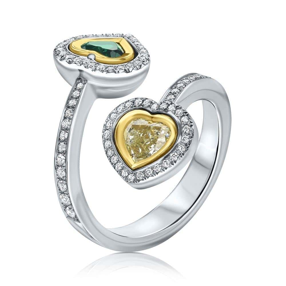 טבעת יהלומים פתוחה לבבות (3)