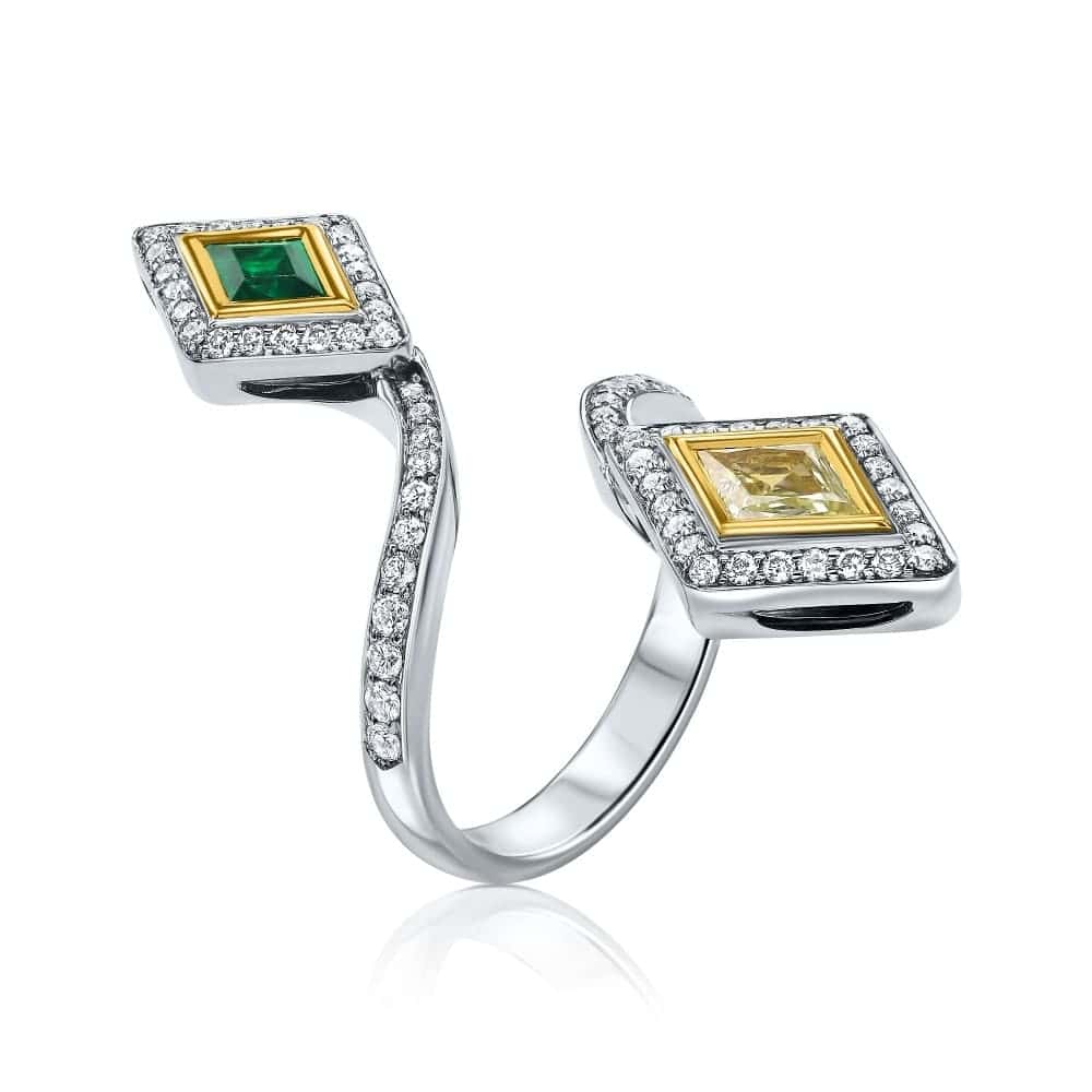 טבעת מעויינים פנסי ואמרלד