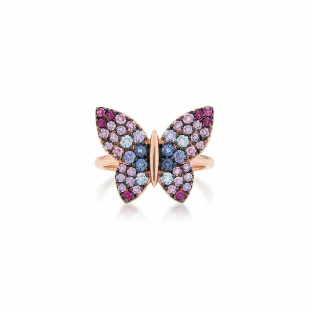 טבעת פרפר אבני חן