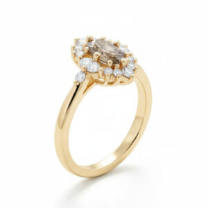 טבעת אבן חן אובל ויהלומים מסביב