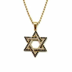 מגן דוד משולב יהלומים לבנים ושחורים