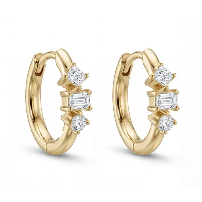 עגילי חישוק יהלומי פנטזי