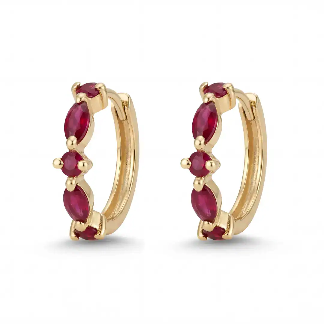 עגילי חישוק רובי פנטזי