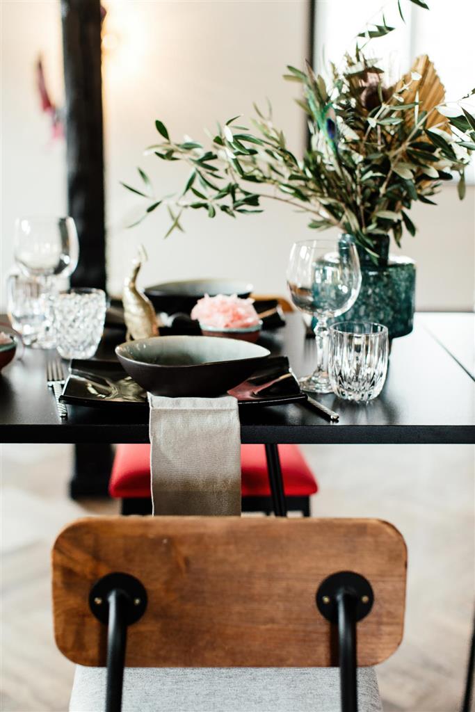 Barhocker Bernie Sitzauflage grau Lehne Holz dunkel - Image 3