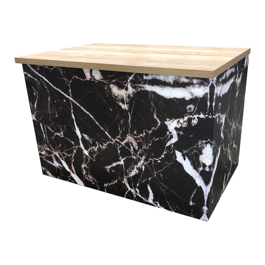 Buffetanlage Marmor SCHWARZ-WEIß Platte Eiche