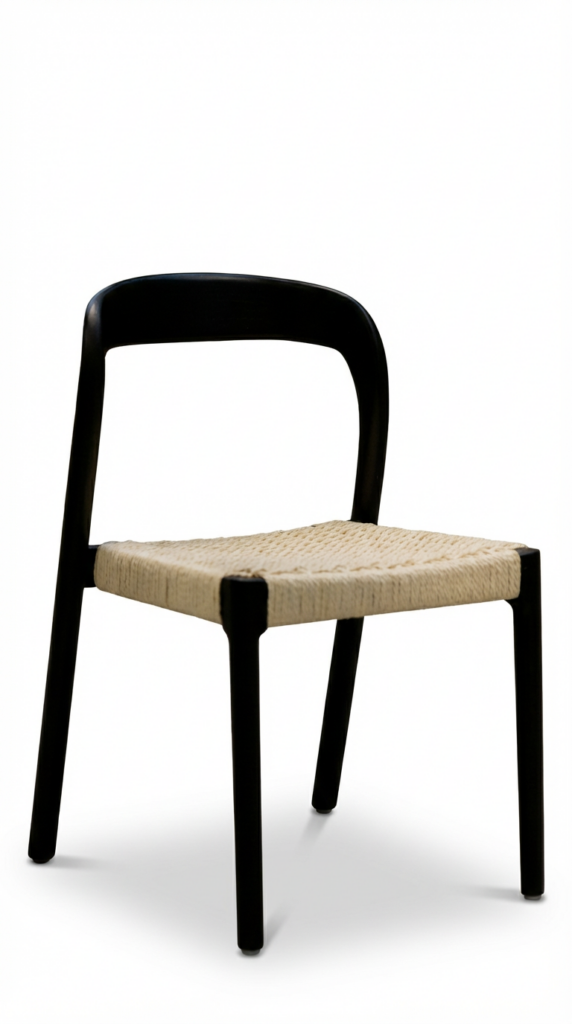 Stuhl Nella schwarz mit Sitzgeflecht