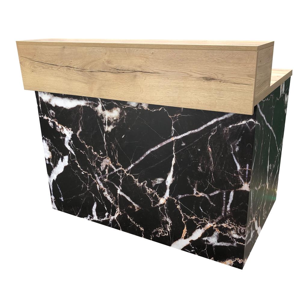 Thekenanlage Marmor SCHWARZ-WEIß Aufsatz Eiche