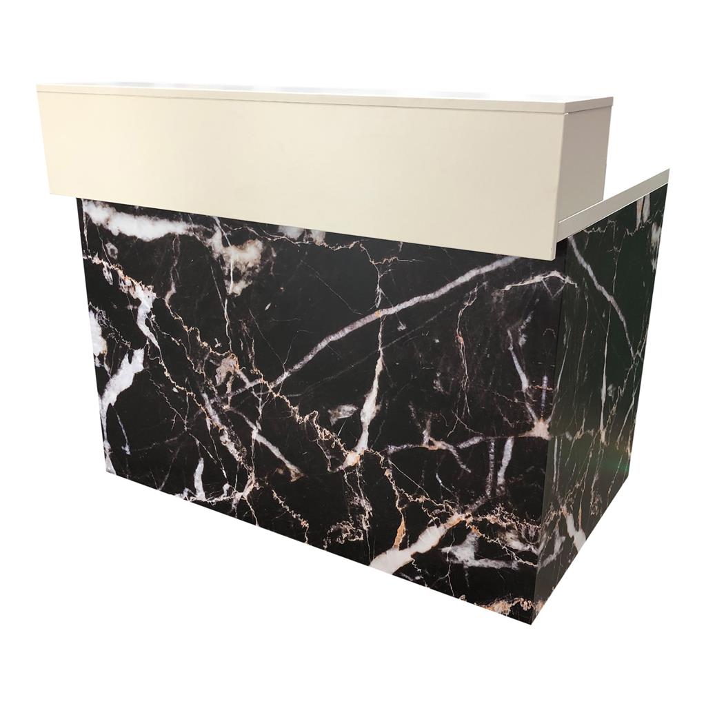 Thekenanlage Marmor SCHWARZ-WEIß Aufsatz Weiß