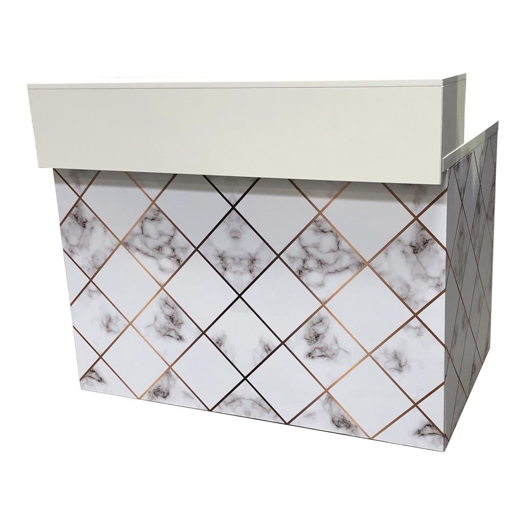 Thekenanlage Marmor WEIß-GOLD Aufsatz weiß