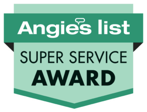Green and white Angie's List Super Service Award emblem with the motto "Do It Right.