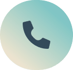 Icon of a black telephone handset on a circular gradient background transitioning from beige to teal.