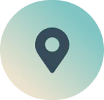 Map pin icon on a gradient green and beige circular background.