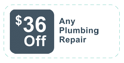 Coupon offering $36 off any plumbing repair—get it done right against a dark background.