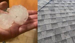 Baseball size hail damage roof by Dolan Roofing & Construction in San Antonio, TX
