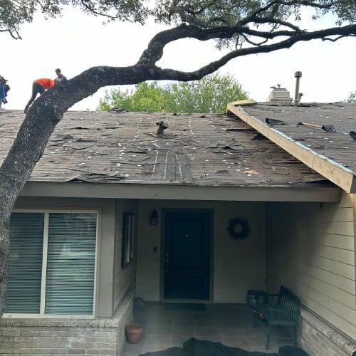Roof replacement preparation at 8518 Marathon Drive by Dolan Roofing & Construction in Universal City
