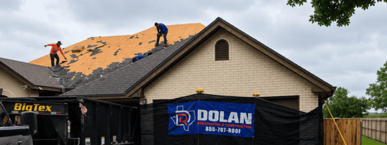 Roofing crew installing a residential roof, supporting the best roofing company San Antonio service in San Antonio by Dolan Roofing & Construction.