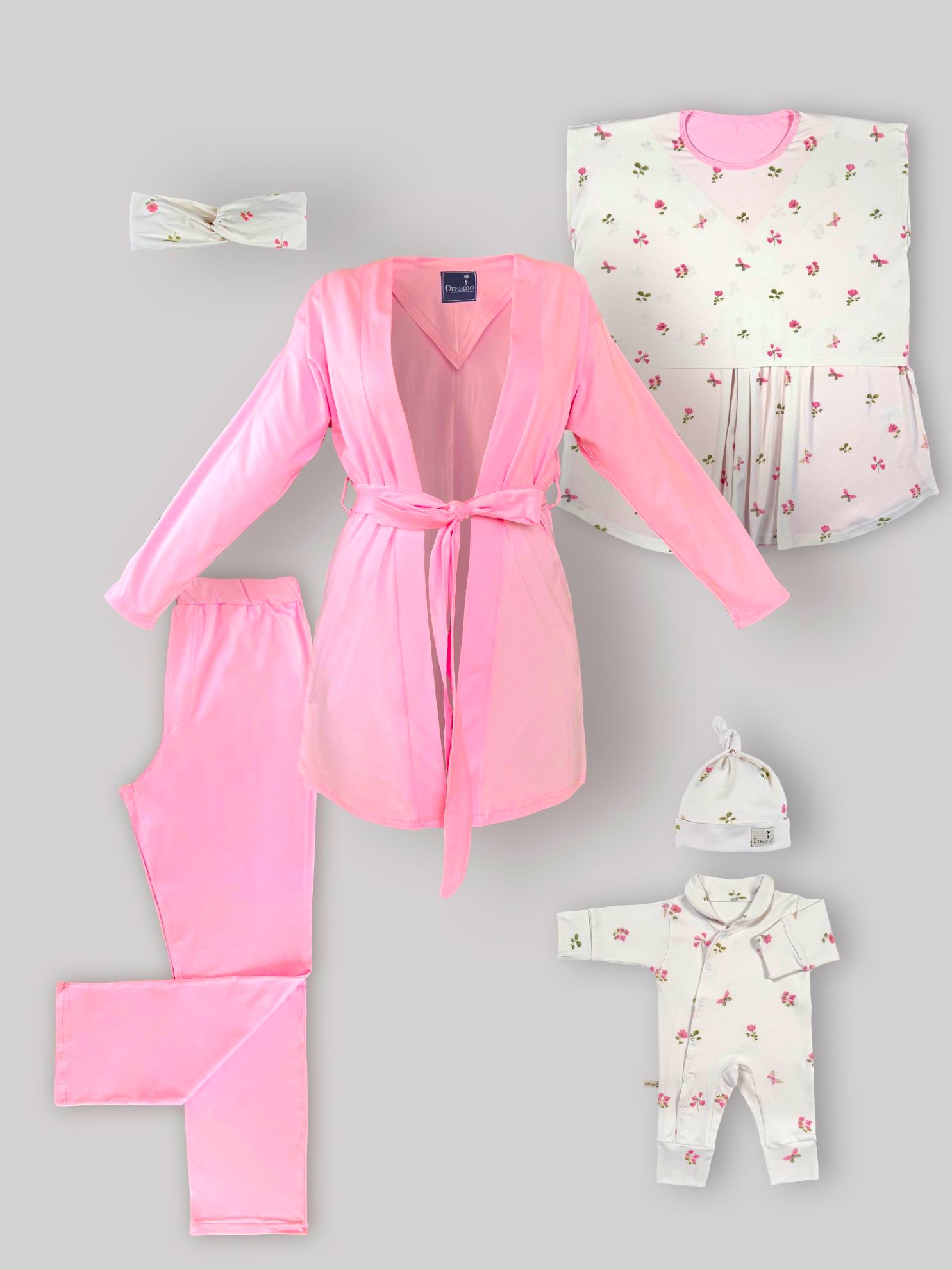 ست 6 تکه شیردهی طرح پروانه با سرهمی و کلاه