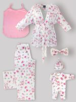 ست 6 تکه بیمارستانی طرح مگنولیا Magnolia با سرهمی و کلاه