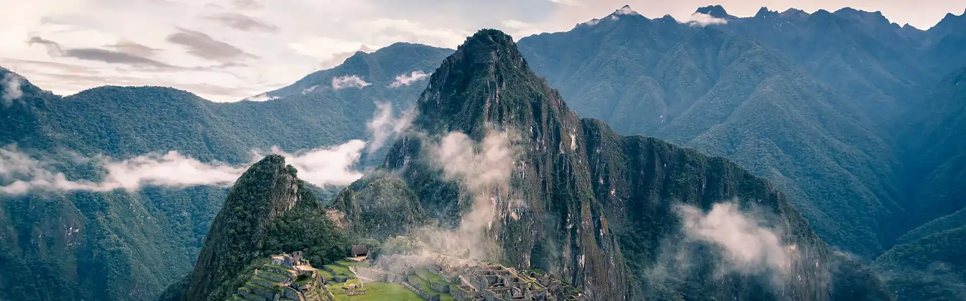 Machu Picchu, the iconic Inca citadel nestled high in the Andes mountains of Peru.